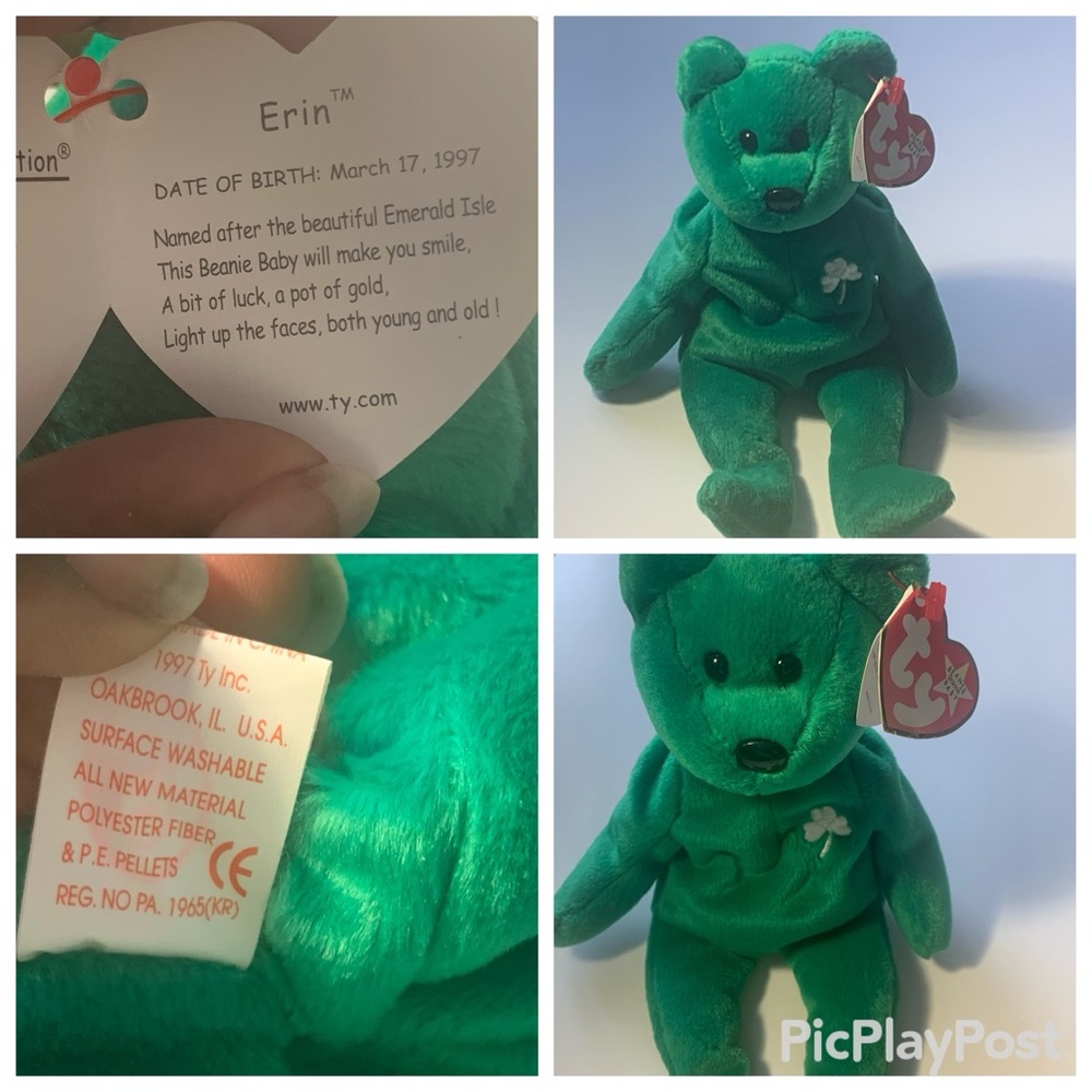 Beanie baby:Name Erin Color Green